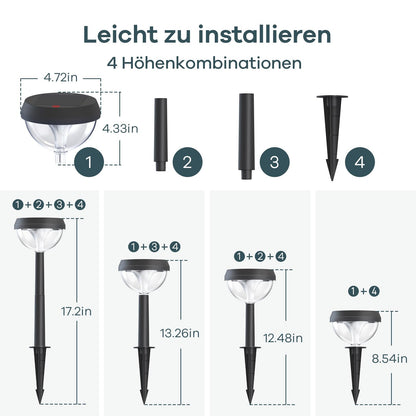 Linkind Castle Solar Wegeleuchten, 3000K warmweiss, IP54, 4 Stück