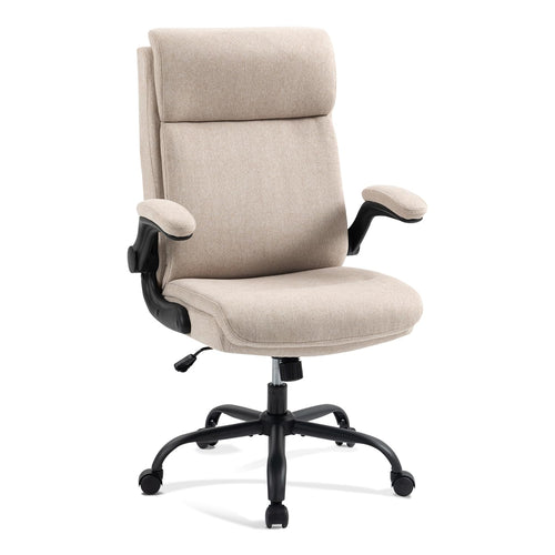 CASTLOVE Ergonomischer Bürostuhl - Stoff Beige 150kg. Beigefarbener Stoff-Bürostuhl, ergonomisch geformt. Für langes, komfortables Sitzen am Schreibtisch.