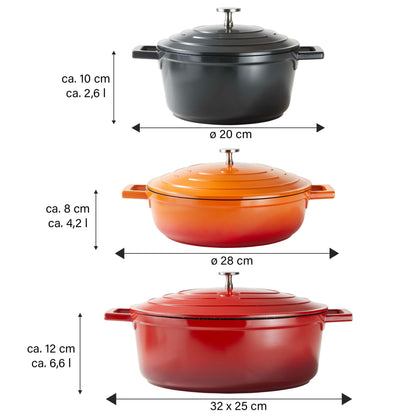 STONELINE Cocotte Bräter Aluguss 28 cm Induktion – Ofenrot