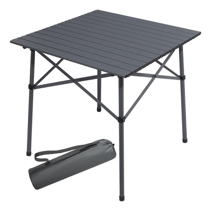 Portal Campingtisch Klappbar Aluminium Tischplatte. Rechteckiger, silbergrauer Klapptisch. Dient als mobile Ablagefläche beim Camping.