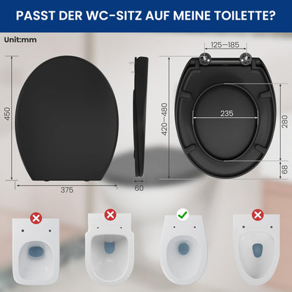 CECIPA DERW SERIE WC Sitz Absenkautomatik – Schwarz Oval