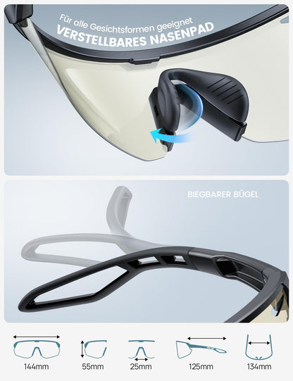 Lamicall Fahrradbrille selbsttönend UV400, ultraleichte Sportbrille