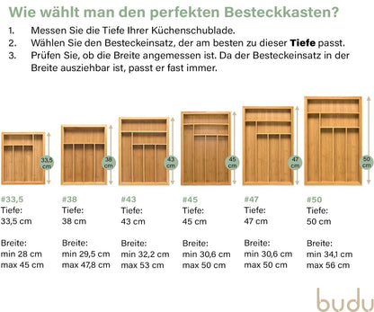 budu Besteckkasten #50 aus Bambus, ausziehbar, Tiefe 50 cm