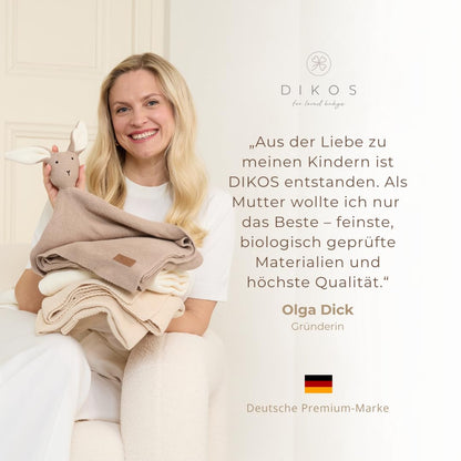 DIKOS SCHMUSE-Hase Babydecke & Kuscheltuch aus Bio-Baumwolle, grau