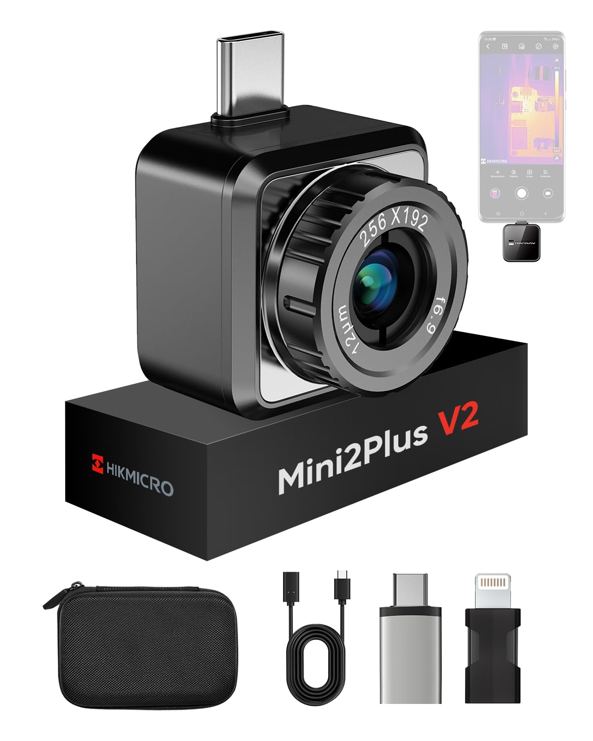 HIKMICRO Mini2PlusV2 Wärmebildkamera – 512x384 SuperIR, iOS/Android. Kompakt, zur Temperaturmessung über Smartphone.