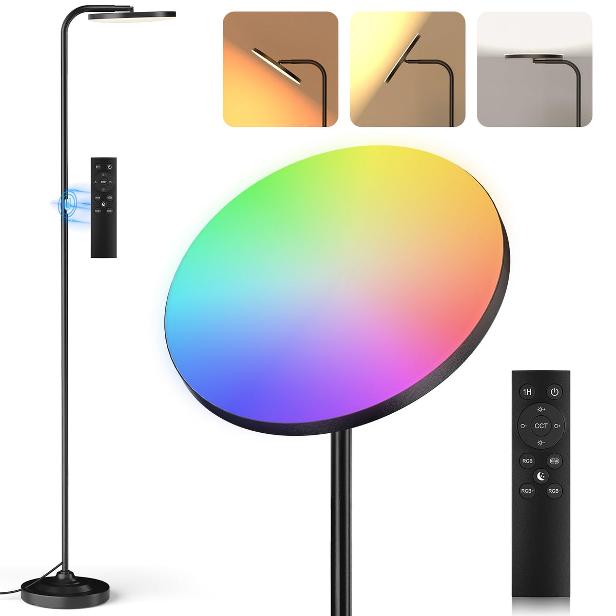 SIBRILLE LED Stehlampe RGB Dimmbar mit Fernbedienung. Schlanke Säule, leuchtet in bunten Farben. Erzeugt dynamische Lichtstimmung.