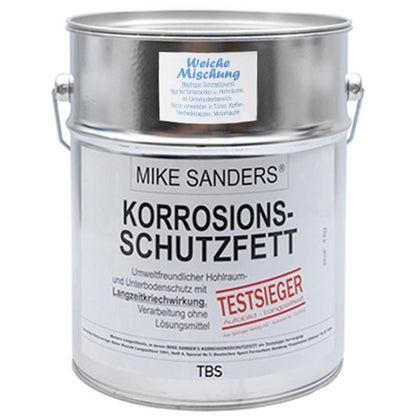 Mike Sanders Korrosionsschutzfett weiche Mischung 4 kg. Gelbliches, zähflüssiges Fett zum Hohlraum- und Unterbodenschutz an Kfz-Metallflächen.