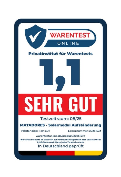 Matadores Aufständerung für 2 Solarmodule aus Aluminium, 15–60°