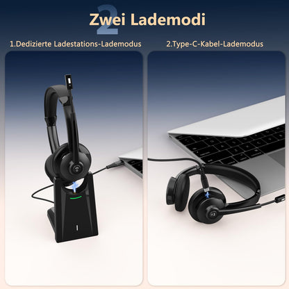 Earbay Bluetooth Headset mit Mikrofon, Ladestation und USB-Dongle