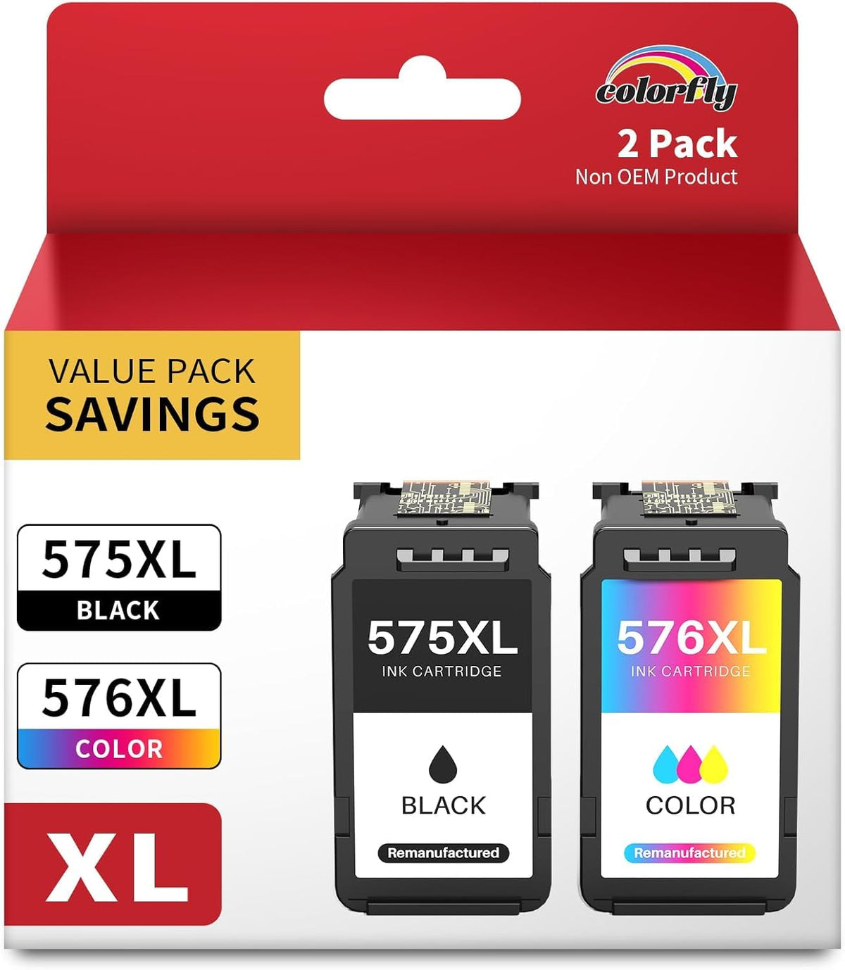 colorfly PG-575XL CL-576XL Druckerpatronen 2er-Pack für Canon PIXMA, schwarze und farbige Patrone