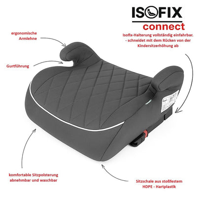 LST Kindersitzerhöhung ISOFIX i-Size ECE R129, 125–150 cm, Anthrazit
