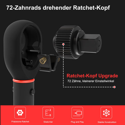 ATsafepro Drehmomentschlüssel 1/2 Zoll 20-230 Nm, 7-tlg. Set