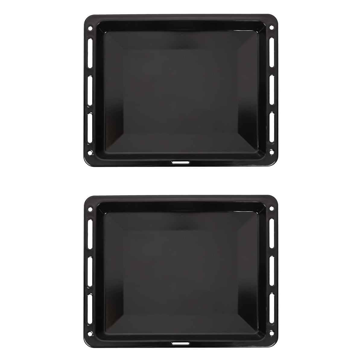 ICQN Backblech-Set emailliert 460 x 370 x 30 mm für Backofen & Herd, zwei emaillierte Bleche mit abgerundeten Kanten