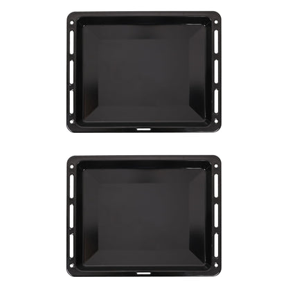 ICQN Backblech-Set emailliert 460 x 370 x 30 mm für Backofen & Herd, zwei emaillierte Bleche mit abgerundeten Kanten