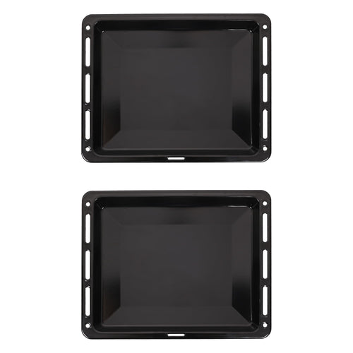 ICQN Backblech-Set emailliert 460 x 370 x 30 mm für Backofen & Herd, zwei emaillierte Bleche mit abgerundeten Kanten