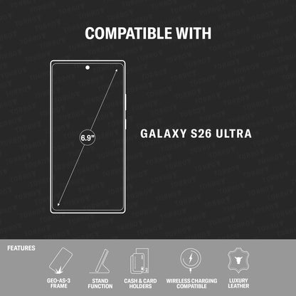 TORRO Lederhülle für Samsung Galaxy S26 Ultra, Schwarz