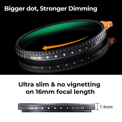 K&F CONCEPT Nano-X Variabler ND-Filter ND2-400 82mm mit Filtertasche