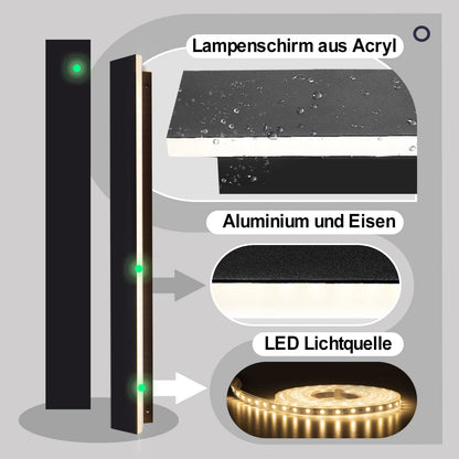 Wandleuchte Villa LED Aussen/Innen IP65 – Schwarz 80cm Warmweiss