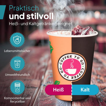 Commerline Pappbecher To Go 300 ml, Einweg-Kaffeebecher, 1000 Stück