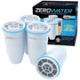 Zerowater 5-Stufiger Wasserfilter Ersatzkartuschen - 4er-Pack. Weiße, ovale Kartuschen filtern Wasser, entfernen Sedimente, Chlor, Metalle.