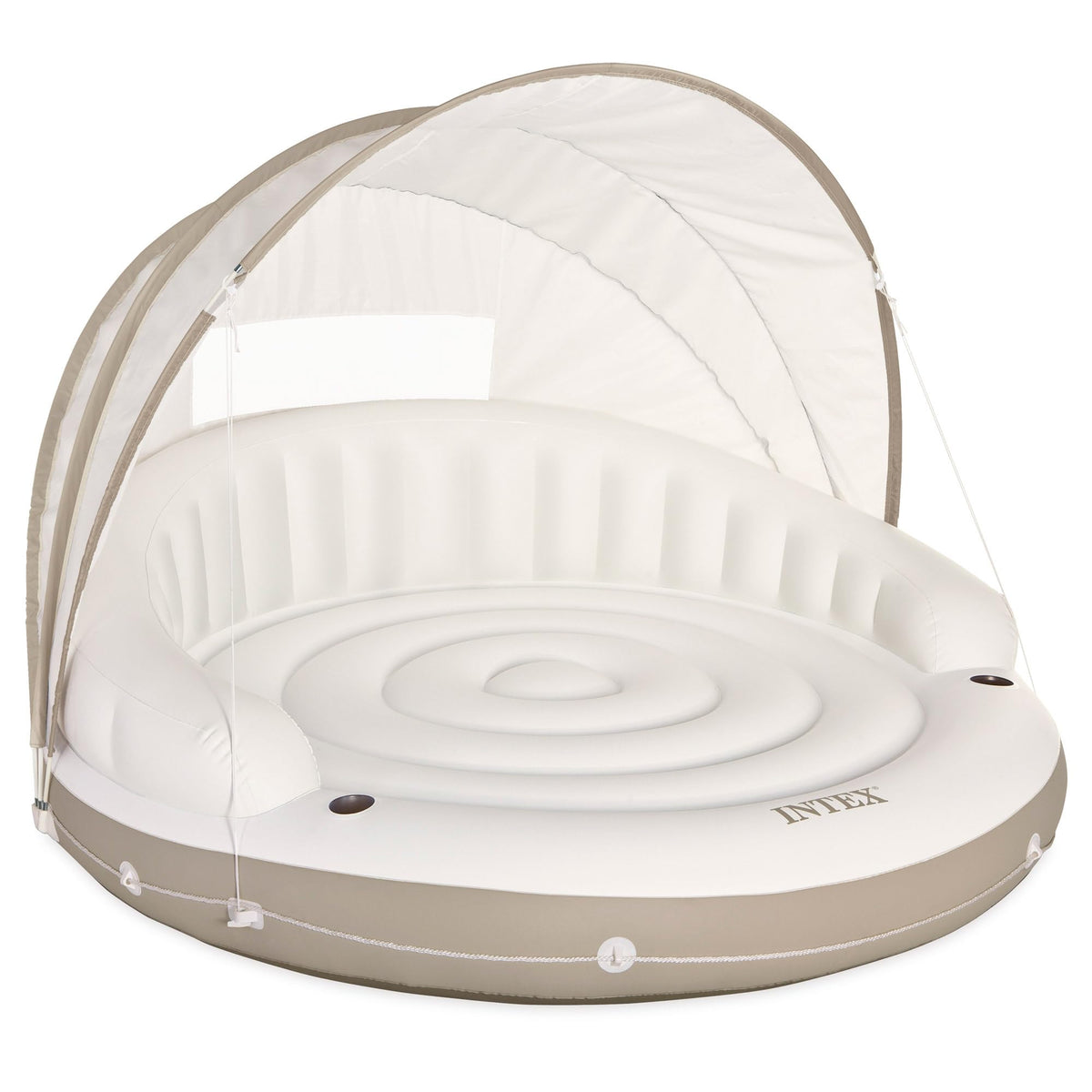 Intex Canopy Island aufblasbare Liegeinsel mit Sonnendach, Getränkehalter und Rückenlehne