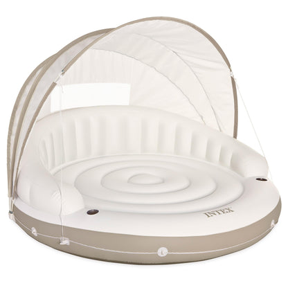 Intex Canopy Island aufblasbare Liegeinsel mit Sonnendach, Getränkehalter und Rückenlehne