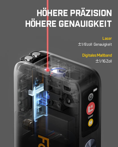 Fanttik A10 Pro 2-in-1 Laserentfernungsmesser mit 3 m Massband, 50 m