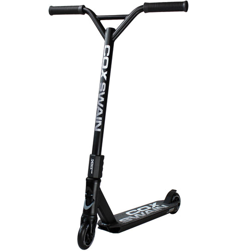 Cox Swain X-385 Stunt Scooter für Kinder & Erwachsene - Schwarz. Robuster Scooter mit Deck und T-Bar Lenker für Tricks und Sprünge im Skatepark.