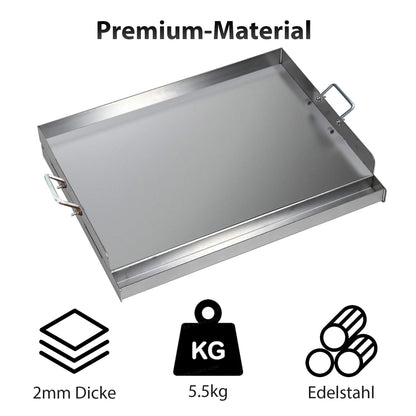 FINEUNAN Grillplatte Edelstahl 54x41x8 cm - Spachtel Set