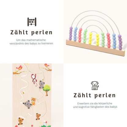 FUN KEKEKE Baby Laufstall aus Holz, faltbar, 146 x 146 x 61 cm