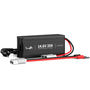 Timeusb LiFePO4 Ladegerät – 14.6V 20A für 12V LiFePO4 Akkus. Schwarzes, rechteckiges Ladegerät; lädt 12V LiFePO4 Akkus.