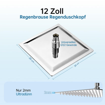 HAUSPROFI Antikalk-Duschkopf Regendusche Edelstahl 30 cm Chrom