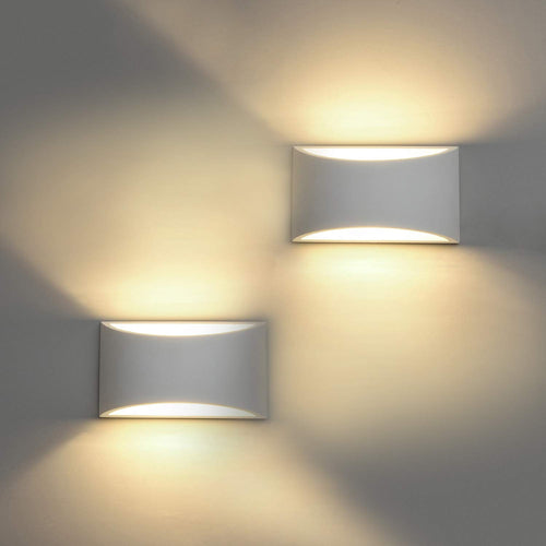 HYDONG LED Gips Wandleuchte Up/Down – 2 Stück, weiss, warmweiss. Rechteckige Gipsleuchte für indirekte LED-Beleuchtung an Wänden.