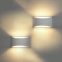 HYDONG LED Gips Wandleuchte Up/Down – 2 Stück, weiss, warmweiss. Rechteckige Gipsleuchte für indirekte LED-Beleuchtung an Wänden.