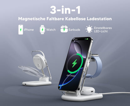 Mukiya Mag Safe Ladestation 3 in 1 für iPhone, Apple Watch und AirPods