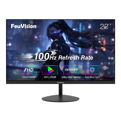 FeuVision 22 Zoll FHD Monitor FSID22AF, 100Hz, HDMI, VGA – rahmenloser Bildschirm
