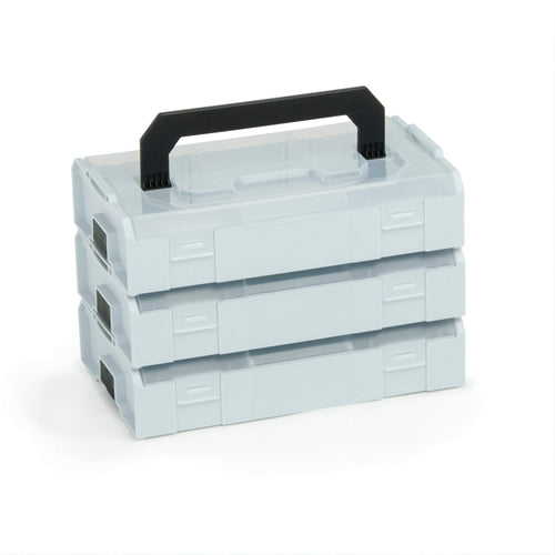 L-BOXX Mini Sortimentskasten 3er Set, blau, mit transparentem Deckel