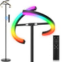 SIBRILLE RGB Dimmbare LED Stehlampe - Deckenfluter 20W. Schlanker, silbriger Deckenfluter zur RGB-Raumbeleuchtung mit 20W LED.