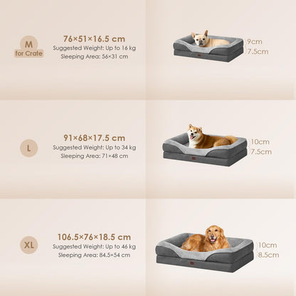 EHEYCIGA Orthopädisches Memory Foam Hundebett 76x51cm Grau