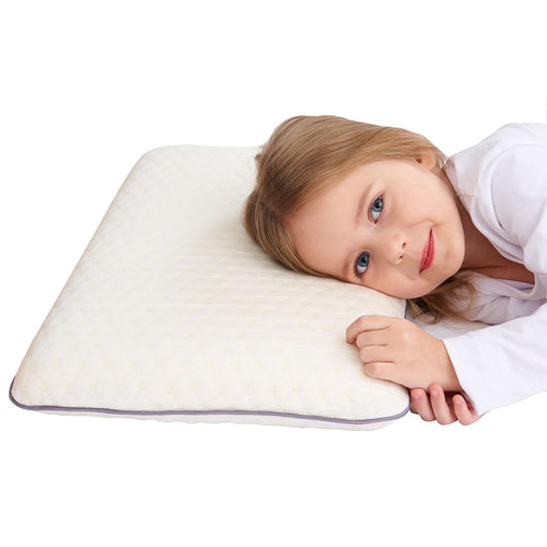 SIKAINI Kinderkissen Memory-Schaum, flach, hypoallergen, 3-10 Jahre – flache Form mit abnehmbarem Bezug