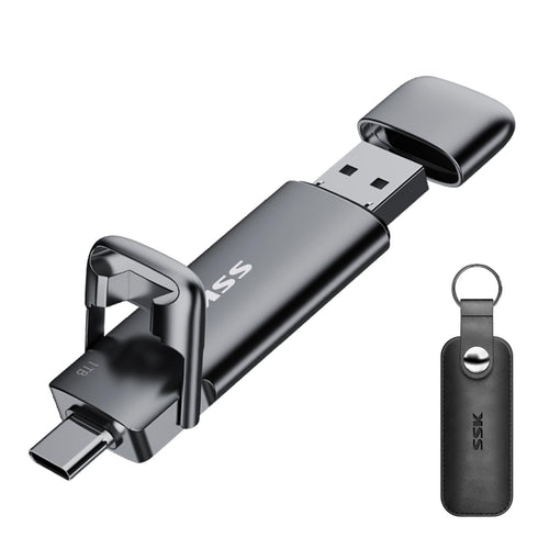 SSK SD301 Externe SSD 1TB, USB-C + USB-A 3.2 Gen2, 550 MB/s, Gehäuse aus Zinklegierung