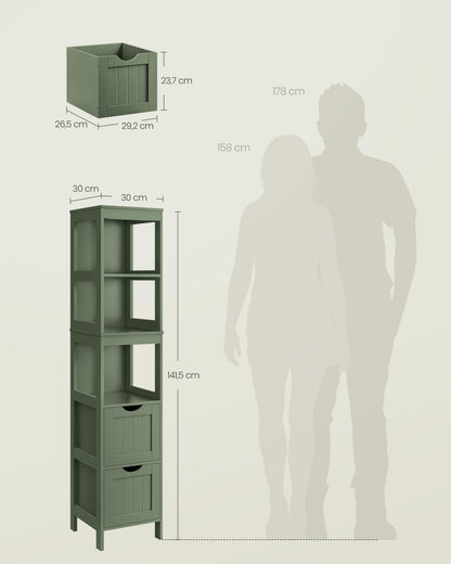 VASAGLE Badezimmerschrank BBC066C01 freistehend – Waldgrün
