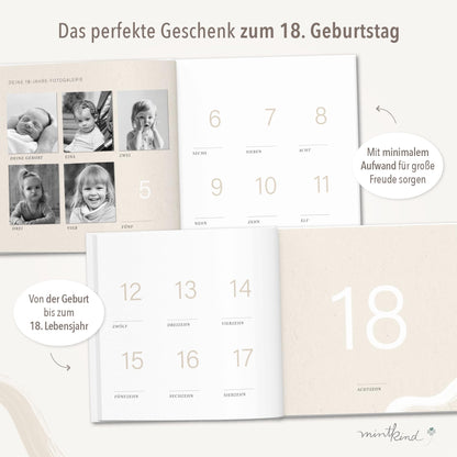 mintkind Erinnerungsbuch Kindheit Rosa – Leinenalbum 0 bis 18 Jahre