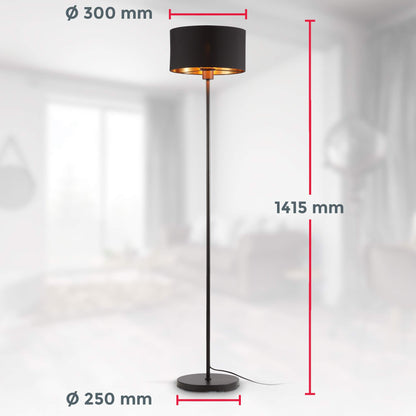B.K.Licht Vintage Stehlampe mit FussTaster Schwarz-Gold