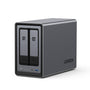 UGREEN NASync DXP2800 2-Bay NAS Server – Diskless: Schwarzes, rechteckiges 2-Bay NAS-Gehäuse für zentrale Dateispeicherung im Netzwerk.