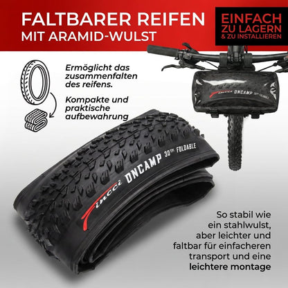 Fincci Oncamp MTB Faltreifen 27.5 x 2.10 Set mit Schrader-Schlauch