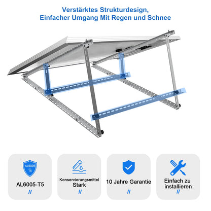 Rhein Beleuchtung Solarpanel-Halterung, Aluminium, 118 cm, 2er-Set