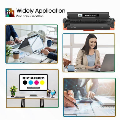 Kompatibel für HP 415X Toner Set mit Chip - 4er-Pack