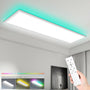 LEOEU LED Panel Deckenleuchte 120x30CM RGB Dimmbar 40W. Rechteckiges, weißes, flaches Panel für dimmbare RGB-Deckenbeleuchtung.