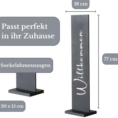 TOPANBIETER 999 Willkommensschild Dekoaufsteller Metall 77 cm schwarz